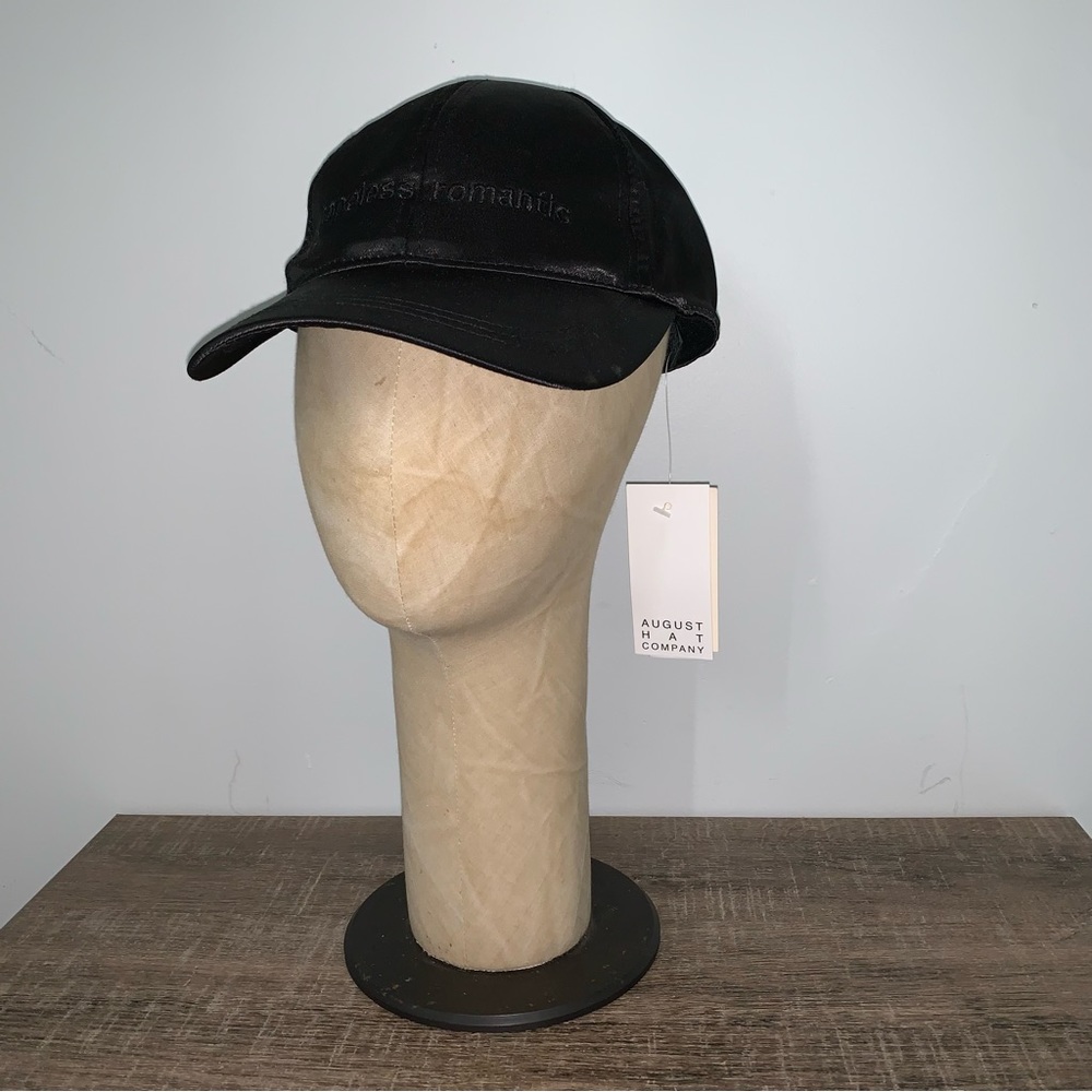 Women’s Size AUGUST HAT COMPANY Satin Polyester Black Hopeless Romantic Cap NWT